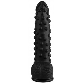 Черный анальный фаллоимитатор с пупырышками - 23,5 см.