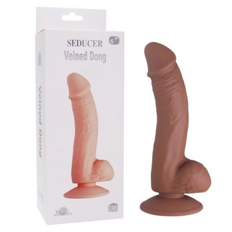 Коричневый фаллоимитатор SEDUCER Veined Dong - 19 см.