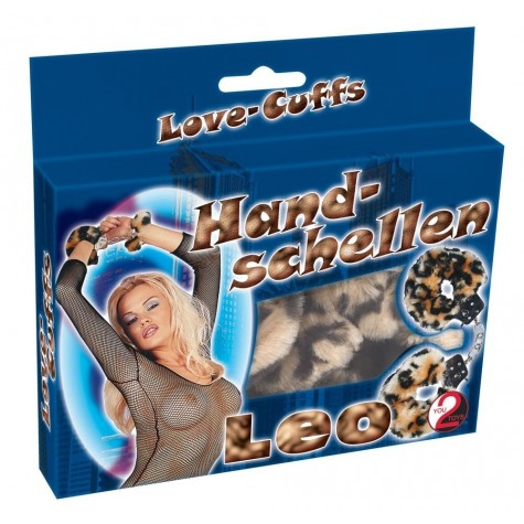 Леопардовые меховые наручники Love Cuffs Leo