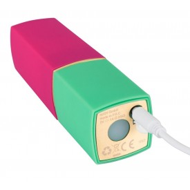 Бесконтактный стимулятор клитора в форме помады Womanizer W-260 2GO в розово-зелёном корпусе