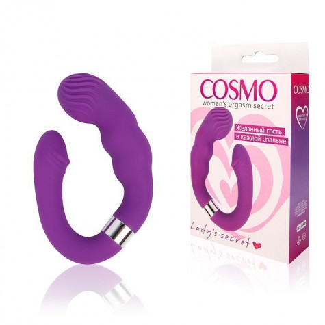 Двойной фиолетовый силиконовый вибромассажер Cosmo