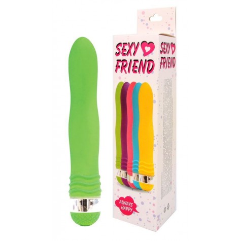 Салатовый эргономичный вибратор Sexy Friend - 17,5 см.